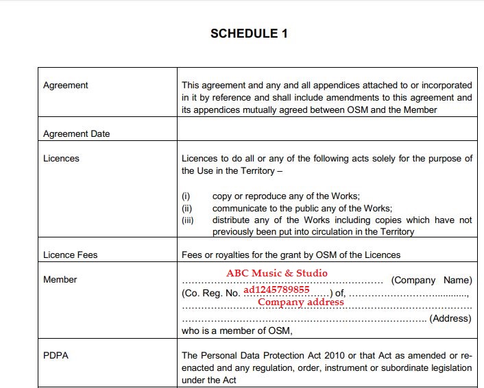 mandate osm schedule 1